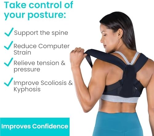 Vive Posture Corrector for Women & Men - Upper Back Brace for Kyphosis