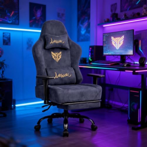 Video Gaming Chair for Adults with Footrest, Ergonomic Computer Chair, Gray