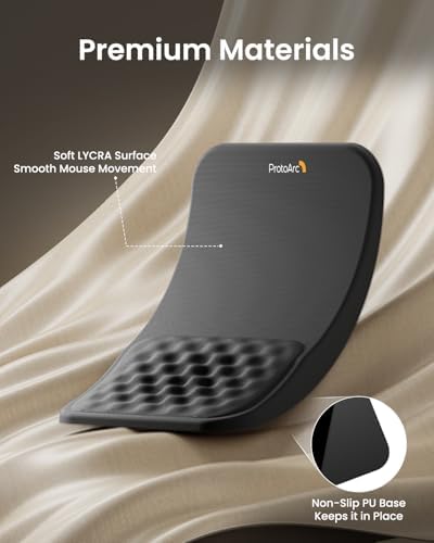 ProtoArc MP50 Ergonomic Mouse Pad with Wrist Support, Lycra Surface, Black
