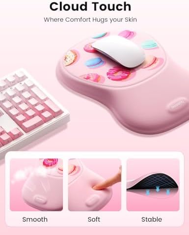 meatanty Ergonomic Mouse Pad with Wrist Rest Support, Comfortable Mousepads with Memory Foam, Non-Slip Base Wirst Rest Mouse Pad for Desk, Office Work, Home, Gift for Friends, Famliy, Pale Aqua