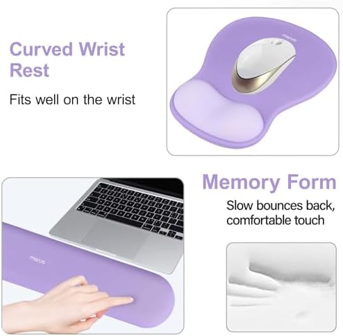 MOSISO Wrist Rest Support for Mouse Pad&Keyboard Set, Purple