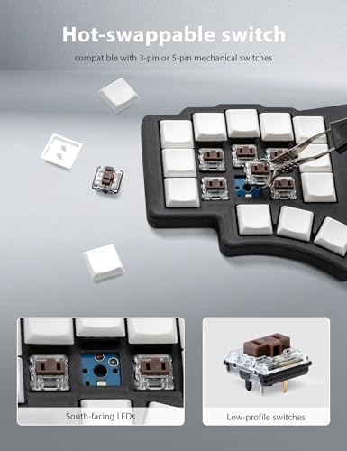 YIVU Unibody Split Mechanical Keyboard, 36 Keys Ortholinear Ergonomic 40% Layout, Hot Swappable Programmable Wired Gaming Keyboard with QMK/VIAL Support, for Mac/Windows/Linux, DIY Custom Coder Keypad