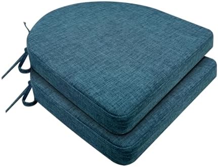 Chair Cushions for Dining Chairs 2 Pack 35D High-Density Foam Seat Cushions for Kitchen Chairs with Ties Non Slip and Removable Cover Chair Pads 16.5" x 16.5" x 2" (Lake Blue)