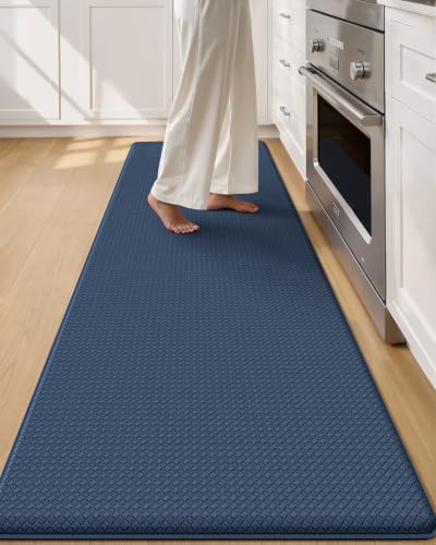 Color&Geometry Wide Kitchen Floor Mat 24x87 Anti Fatigue Easy Clean, Blue