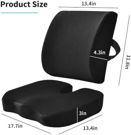 Ergonomic Seat Cushion & Lumbar Support Pillow Set for Office Chair