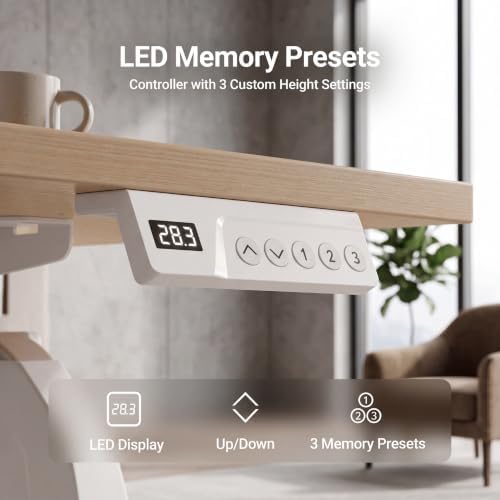 Claiks Electric Standing Desk, 40x24 Inch, Nature