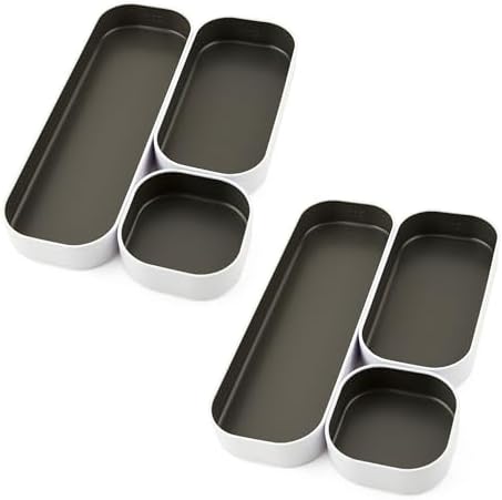 Three by Three Seattle Metal Stacking Bins Drawer Organizer, 6-Pc (Gray)