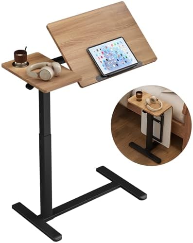 Ytaoka Height Adjustable Standing Desk with Wheels Foldable Standing Desk Mobile Tilting Laptop Desk Rolling Overbed Table for Home Office Bedroom Living Room