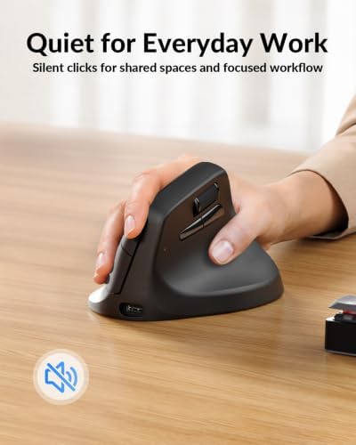 Keychron M5 1K Wireless Vertical Mouse with Thumb Wheel, Silent Clicks