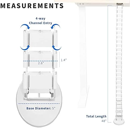 VIVO White Under Desk Vertebrae Cable Management Kit, DESK-AC01C-W