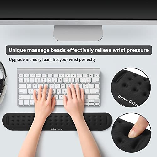 Univo Colors Black Superfine Memory Foam Keyboard Wrist Rest Soft Gel Ergonomic Wrist Support Pad for Computer, Laptop, Office, Gaming, Typing