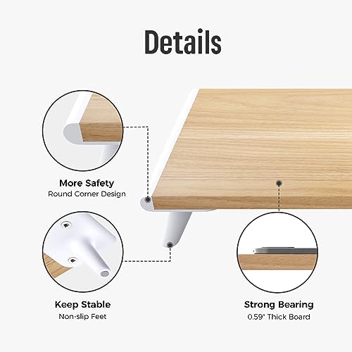 loukin Dual Monitor Stand Riser for Desk, 43.6" × 8.2" Computer Stand, Wood