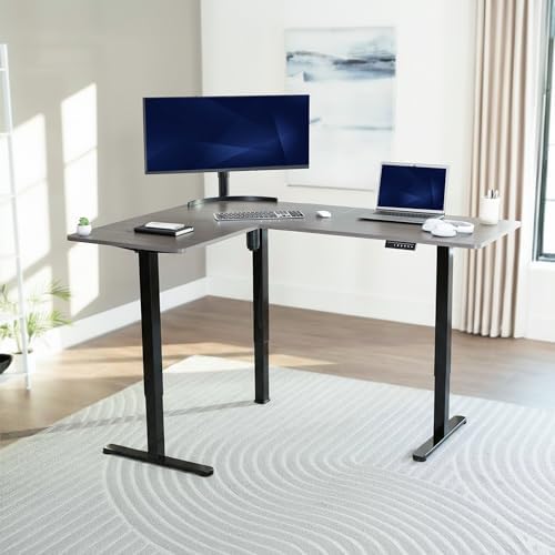 VIVO Dark Gray 63 x 47 in Corner Standing Desk, DESK-E3CTG-47