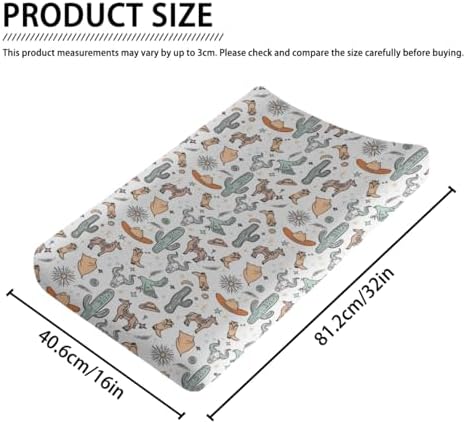 Western Cactus Horse Cow Skull Native Sun Moon Stars American Pattern Baby Changing Pad Cover, Unisex Western Nursery Diaper Changing Table Pad Mat Sheet for Boys Girls-16x32