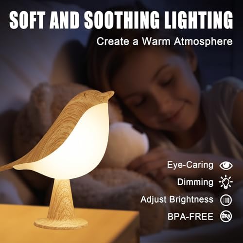 Small Bird Table Lamp, 2600 mAh Cordless Desk Lamp, Touch Night Light with 3 Color, Small Lamps, Rechargeable Bedside Night Light, Hummingbird Lamps for Bedroom Nightstand Bedside Table