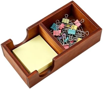 SUPERFINDINGS 8Pcs Wooden Sticky Note Holder 2-in-1 Desk Organizer Set 3 x 3 Inch Memo Storage Box Paper Clip Storages Memo Pad Holder Dispenser Organizer for School Office Home Desk Supplies