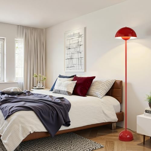 Coucrek Red Floor Lamp, 66'' Industrial Standing Lamp for Living Room