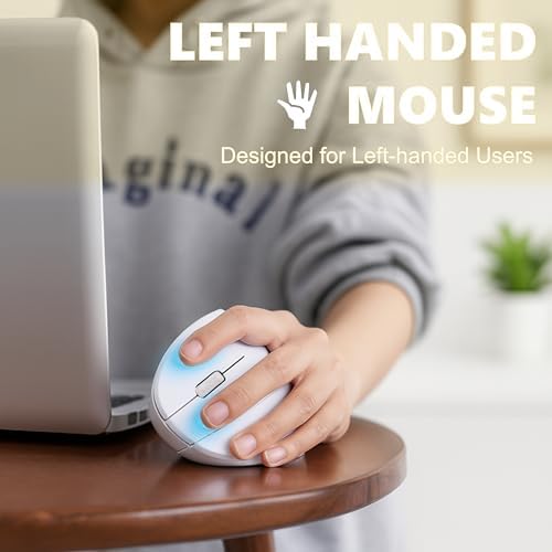 Urby Left Handed Mouse, Vertical Left Handed Ergonomic Wireless Mouse.White