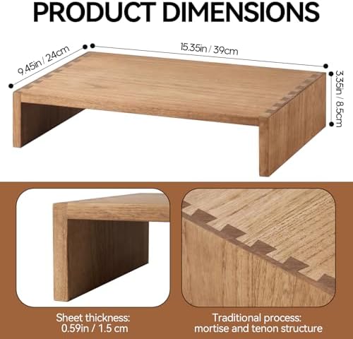 KIRIGEN Wood Monitor Stand Riser for Desk, 15.39 Inch, Brown 39-DBR