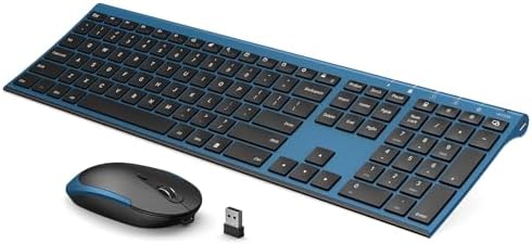 Vssoplor Wireless Keyboard and Mouse, Rechargeable Ultra Slim, Black Blue