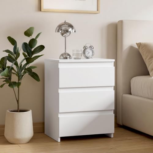 Yaheetech Small Nightstand with 3 Drawers, Bedroom Storage Dresser, White