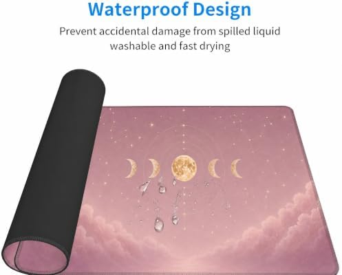 Large Desk Mat 31.5x15.7 Inch Pink Moon Phase Mouse Pad Aesthetic Astrology