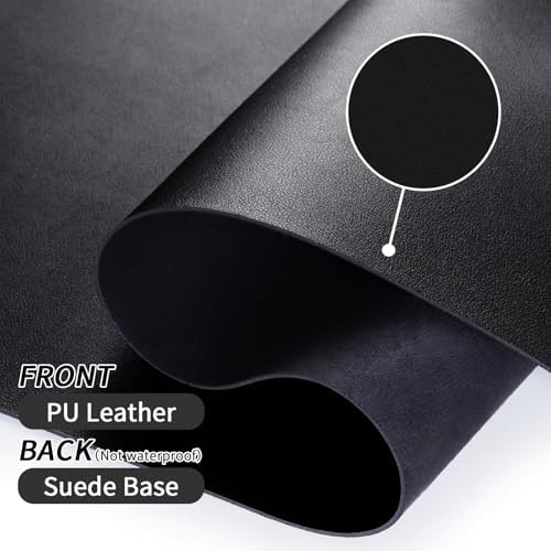 Leather Desk Pad, Black Desk Mat, Non-Slip Desk Protector Mat, Leather Desk Blotter, Computer Desk Pad, Waterproof Desk Mat for Home Office and Decor(31.5×15.7 Inches)