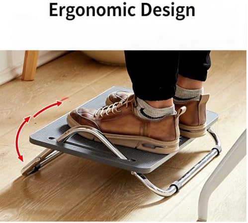 Adjustable Under Desk Foot Rest Non Slip Foot Stool with Metal Frame Office