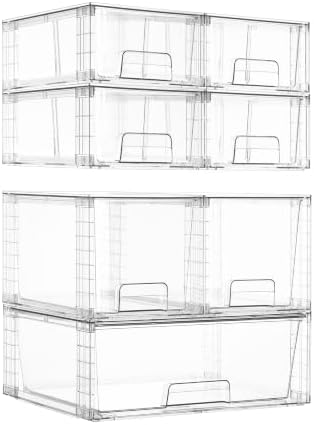 Vtopmart Clear Stackable Storage Drawers, 7 Pack Multi Size Set
