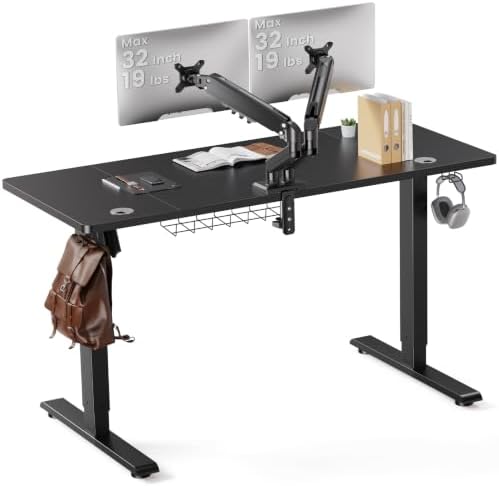 SIAGO 48 x 24 Inch Electric Standing Desk with Dual Monitor Stand