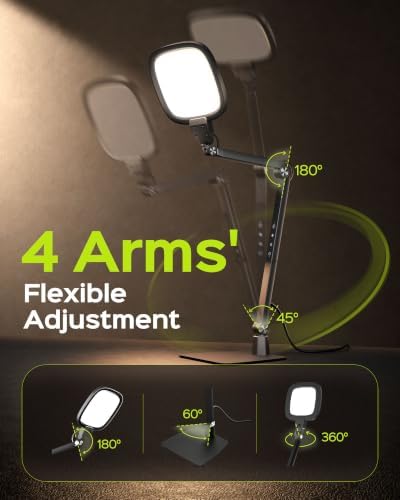 LED Desk Lamps for Home Office, 18W Bright Soft Video Conference Lighting