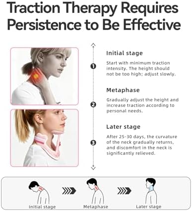 Neck Posture Corrector, Adjustable Cervical Collar for Pain Relief, Pink