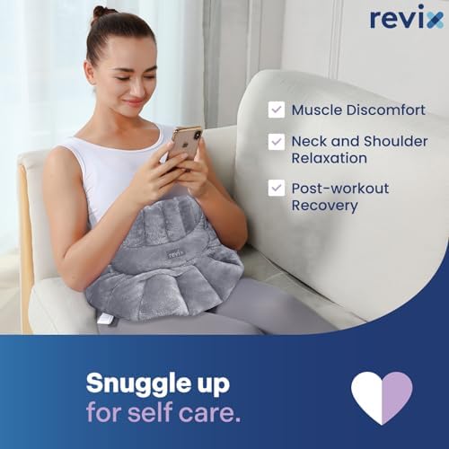REVIX Microwavable Heating Pad for Neck Shoulders & Back, Moist Heat, Gray