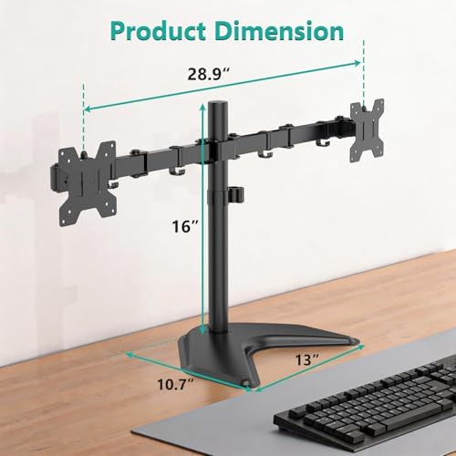 WALI Freestanding Dual Monitor Stand for 13-27 inch Screens, 22 lbs per Arm