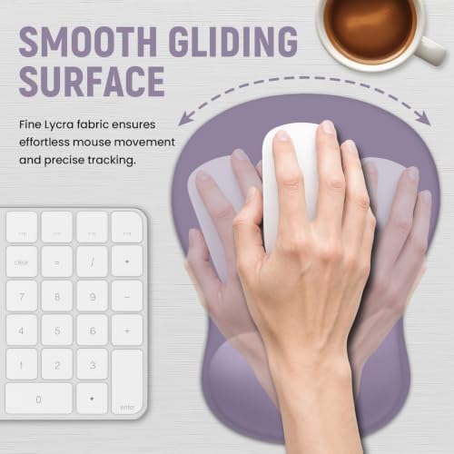 Ergonomic Mouse Pad with Wrist Rest, Gel Wrist Support, Lavender