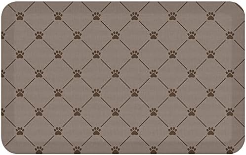 GelPro Designer Cushioned Anti-Fatigue Comfort Floor Mat, Padded Stain-Resistant, Waterproof, Non-Slip Comfort Padded Desk/Office Mat, 20 x 32, Paw Print Lattice Basset Brown