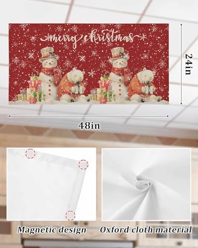 Red Christmas Magnetic Fluorescent Light Covers for Ceiling Lights 2 x 4 Feet,Country Snowflakes Snowman Bear Farmhouse Office Classroom Kitchen Drop Ceiling Light Covers Filters Shade Panel 4 Packs