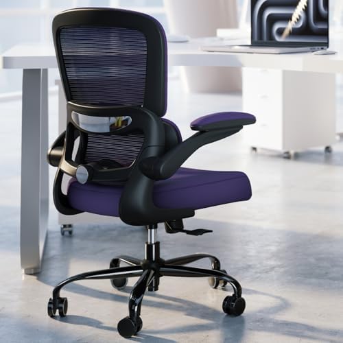 TRALT Office Chair - Ergonomic Desk Chair with Adjustable Lumbar Support, Mesh Computer Chair, Executive Chair for Home Office Comfortable Lumbar Support (1, Purple)