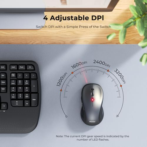 MEETION Wave Ergonomic Keyboard and Mouse Combo with Wrist Rest, Black