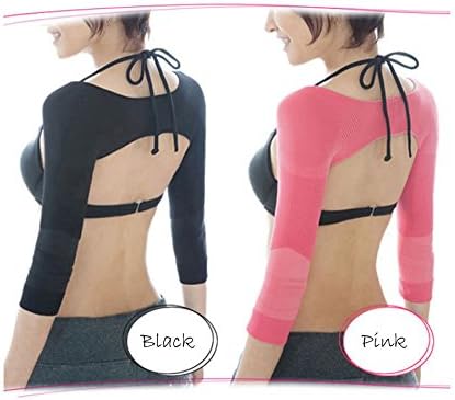 Gudessly Women's Slimming Arm Shapers Back Shoulder Support Wrap Correct Posture Corrector Humpback (XL(fit US M), Black)