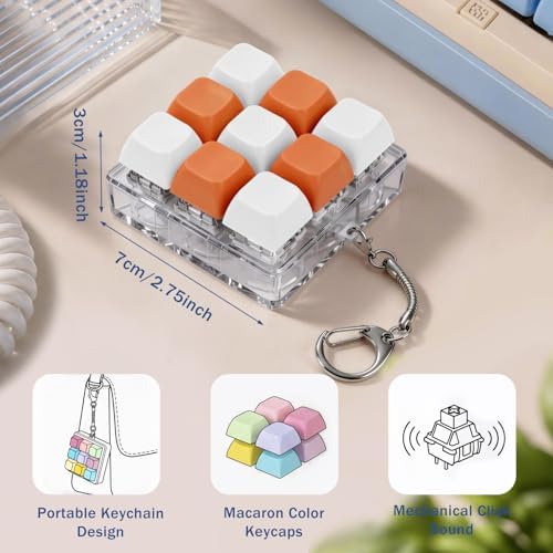 Keyboard Fidget Toy, Creamy Fidget Clicker Keyboard Fidget Keychain, Button Fidget Gifts for Adults, Boost Focus & Ease Anxiety Anywhere — Perfect Stress-Relief Gift (3×3 Grid Layout U)