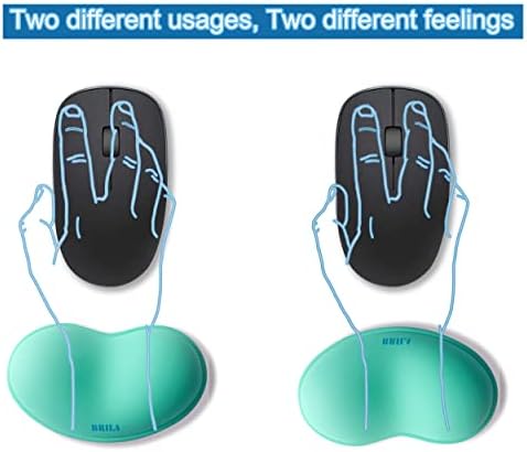 BRILA Ergonomic Silicone Mouse Wrist Rest, Cooling Silica Gel PU Leather Mouse Wrist Support Pad for Office Work and Laptop Computer Gaming (Aquamarine Leather)