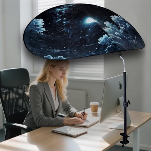 Large Size 52''Office Cubicle Shade Cubicle Desk Light Shield to Block Anti-Glare Cover Light Sensitive Professionals Cubicle Light Quick Install Shading Light Shade with Clamp(Patent Pending)