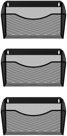 EasyPAG Wall File Organizer 3 Pack, Hanging File Organizer Wall Mount, Metal Mesh Folder Holder for Letter/A4 Papers, Mail Sorter for Office, Classroom, Home, Black
