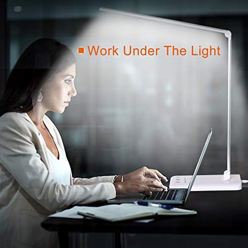 LED Desk Lamp, Eye-Caring Stepless Dimmable Office Table Lamp with USB Charging 4000mAh Battery, Foldable,Touch, 30/60minsTimer,5 Lighting Modes with 5 Brightness Levels