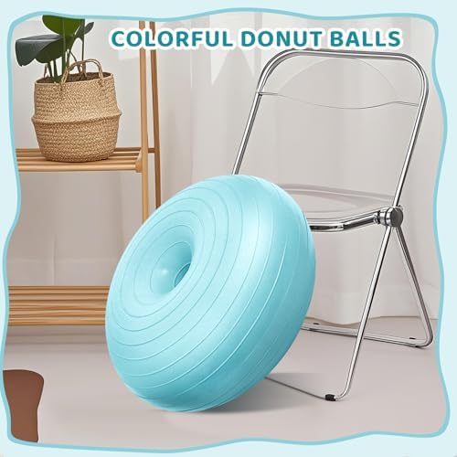 Lewtemi 1/2/3 Pcs Flexible Seating for Classroom Elementary 20 Inch Yoga Ball Chair for Kids Wobble Chair for Sensory Kids Large Donut Ball Seats with Inflator for School Office