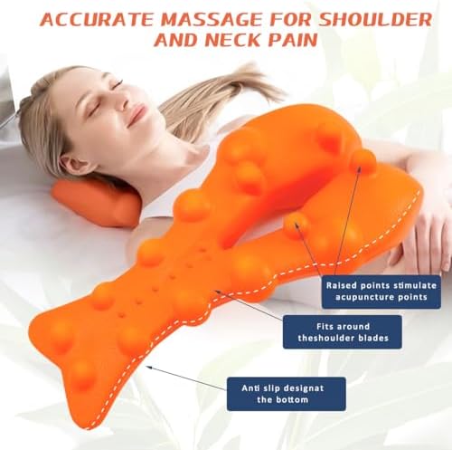 Trapezius Trigger Point Massager Suboccipital Release Tool Myofasical Release Neck and Shoulder Pain Posture Corrector for Muscle Pain Relief (Orange)