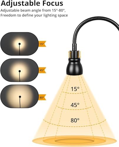 Zoomable Clip on Light, Clamp Reading Light for Dorm Bed Headboard, Dimmable Spotlight with 3 Color Temperature Options, 10 Dimmable Brightness Levels, Adjustable Beam Angle
