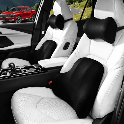 Car Pillow for Kia Sportage,Car Neck Pillow,Lumbar Support Pillow for Car,Memory Foam Pillow,Ergonomic Pillow,Adjustable and Washable,Car Essentials for Long Trips,Car Accessories,Ice Silk,1 Set