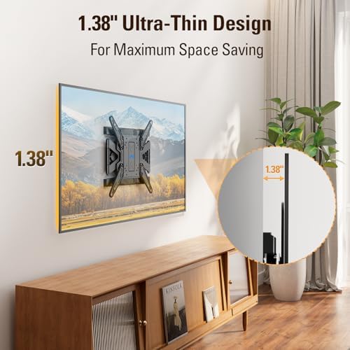 Mounting Dream Ultra Slim Full Motion TV Wall Mount, Low Profile Articulating TV Mount for 26 to 75 Inch TVs - Smooth Extension, Swivel, Tilt, Fits 16" Studs, Max VESA 400x400mm, Holds 88lbs